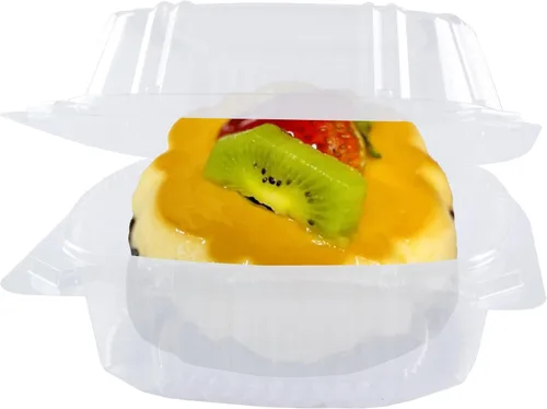 Vista 3 de O'CREME Contenedor de poliestireno con tapa con bisagras de 6 pulgadas de ancho x 3.1 pulgadas de alto para mini molde para tartas, paquete de 25