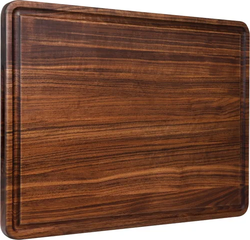 Vista 11 de AZRHOM Tabla de cortar de madera de nogal, tablas de cortar pequeñas de madera de 12 x 8 pulgadas con ranura profunda para jugo y mango lateral