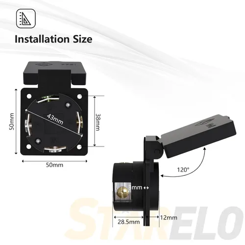 Vista 3 de STARELO Receptáculo de Bloqueo de 30 Amperios para Generador Salida NEMA L14-30R con Cubierta, 125/250 Voltios 3 Polos 4 Cables, Resistente a