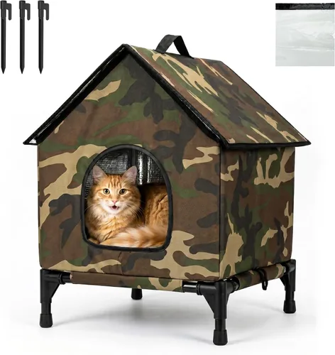 Vista 9 de Casa para gatos - Casa de gatos para uso en interiores y exteriores - Refugio aislado y resistente a la intemperie, impermeable para gatos Regular