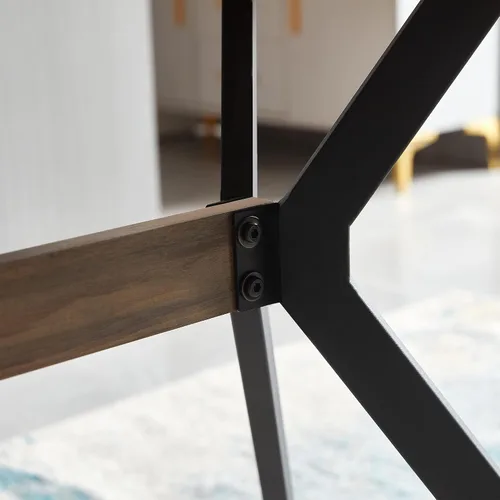 Vista 8 de Yogald - Mesa de comedor moderna de 47.27 pulgadas, mesa de comedor rectangular con patas de metal, ahorro de espacio para reuniones y comedor
