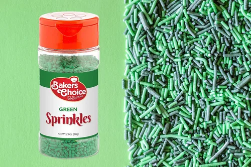 Vista 6 de Bakers Choice - Gránulos verdes para hornear, gránulos Jimmies para aderezos de helado, sin lácteos, Kosher de 2.8 onzas