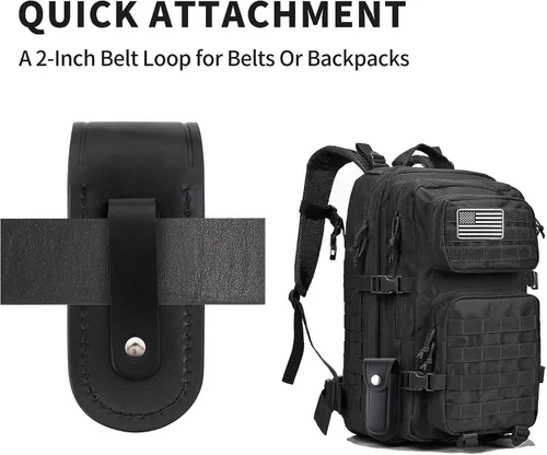 Vista 3 de Funda para cuchillo de bolsillo, estuche plegable de 4" para cuchillo de bolsillo EDC, funda de cuchillo portátil de cuero con cierre de presión