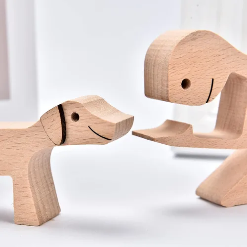 Vista 5 de ISHINE Estatua de madera decorativa de madera para hombre y perro, hecha a mano, tallada, creativa, regalo para la oficina en casa, para hombres