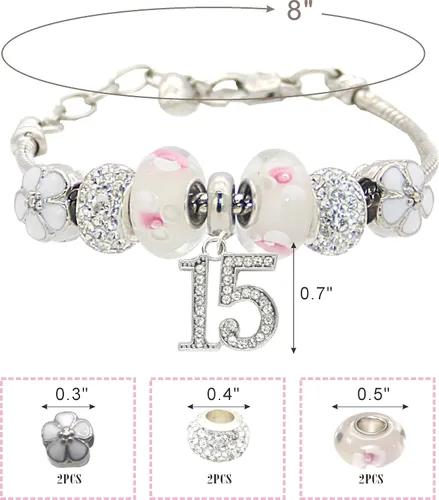 Vista 4 de VeryMerryMakering Collar de pulsera de cumpleaños número 15