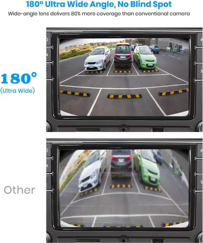 Vista 5 de AUTO-VOX Cámara frontal/de respaldo de 180°, mini estilo OEM, fácil instalación sin tornillos, cámara de visión lateral/trasera, impermeable IP69K