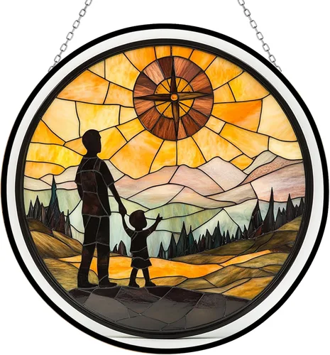 Vista 13 de Guante de béisbol bohemio para el día del padre, picnic, vitral, atrapasoles para colgar en la ventana, adornos de Navidad góticos de dragón