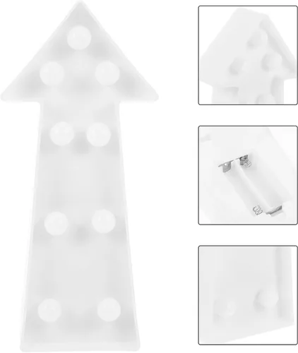 Vista 8 de Letrero de flecha 3D con luz LED de plástico en forma de flecha, letrero iluminado para decoración de pared para sala de cumpleaños, boda