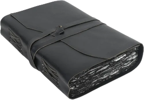 Vista 13 de Diario de cuero vintage – 200 páginas de papel rústico con borde irregular – Páginas sin líneas, Libro de las Sombras, Grimorio, Cuaderno de notas