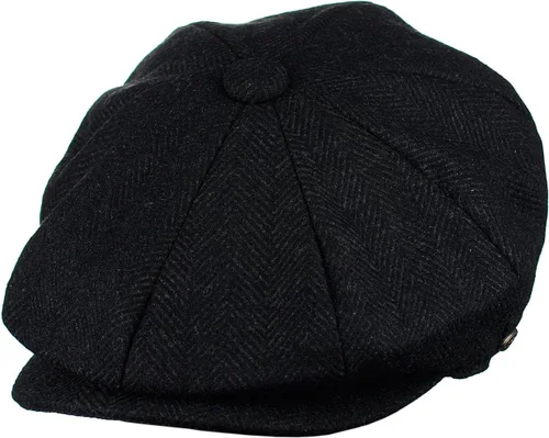 Vista 11 de Sombrero clásico de 8 paneles de mezcla de lana Newsboy Snap Brim Collection para hombre