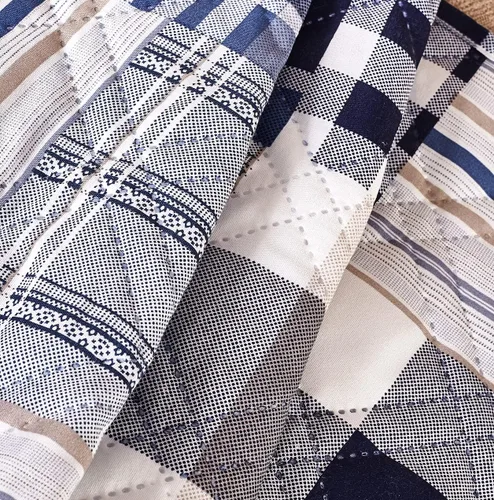 Vista 4 de Brilliant Sunshine Blue Plaids & Stripes - Funda para sillón de sofá, asiento de 23 pulgadas Patchwork Design, Non Slip Sofa Cover, Quilted