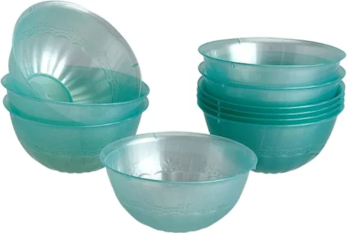Vista 11 de SILVER SPOONS Platos de postre de plástico en relieve vintage para fiestas, 10 piezas, juego de vajilla desechable resistente, 6 pulgadas, platos