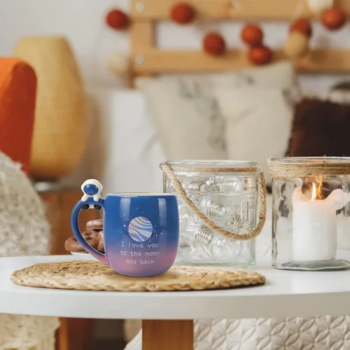 Vista 7 de Taza Lavezee I Love You to the Moon and Back de cerámica con asa, taza grande de café y té de 16 onzas Tazas de regalo