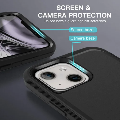 Vista 5 de AICase para iPhone 13/iPhone 14 con funda con clip para cinturón, protector de pantalla, funda protectora resistente de grado militar, protección