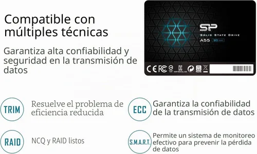 Vista 5 de Silicon Power 2TB SSD 3D NAND A55 SLC Cache Performance Boost SATA III de 2.5 pulgadas 7 mm (0.28") Unidad de estado sólido SSD interno