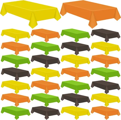 Vista 11 de Patelai 6 manteles de plástico desechables de Acción de Gracias para mesas rectangulares, manteles de mesa de otoño para Acción de Gracias y Naranja