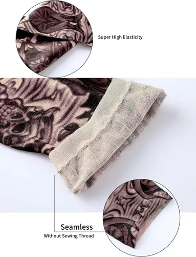 Vista 5 de Boao 20 piezas de mangas de brazo de enfriamiento para hombre, manga larga sin dedos, antideslizante, protección UV, mangas temporales para tatuajes