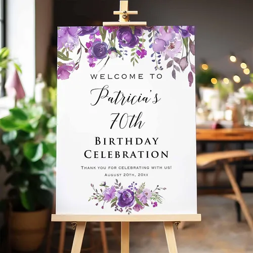 Vista 10 de Cartel de bienvenida de celebración de cumpleaños con purpurina dorada impresa (no lámina real), letrero decorativo personalizado para fiesta
