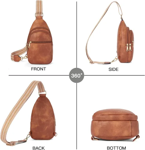 Vista 8 de Telena Sling Bag for Women Crossbody Fanny Packs for Women Leather Sling Chest Bag
