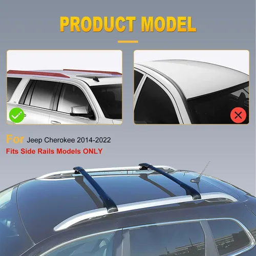 Vista 3 de OCPTY Barras transversales de techo para Jeep Cherokee 2014 2015 2016 2017 2018 2019 2020 2021 2022 barras de carga para bolsa de transporte