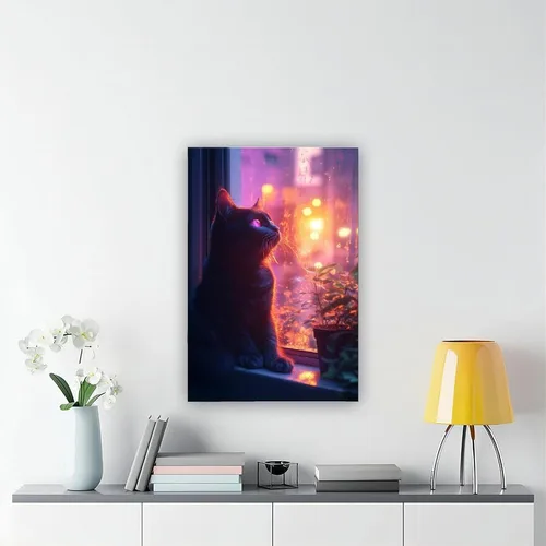 Vista 6 de ZMLIS Vaporwave Cat Wall Art – Y2K Cyber Aesthetic Poster – Retro Futuristic Room Decor Canvas Poster Wall Art Decor Print Picture Paintings for