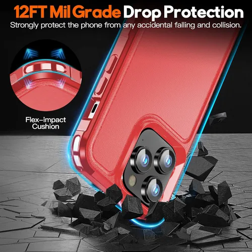 Vista 4 de MOZOTER Funda magnética para iPhone 14 Pro Max, [compatible con Magsafe] [2 protectores de pantalla de vidrio + 2 protectores de lente de cámara]
