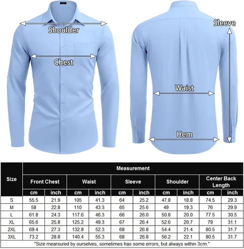 Vista 6 de COOFANDY Camisa de manga larga con botones para hombre, casual, sin doblar, ajuste regular, Oxford