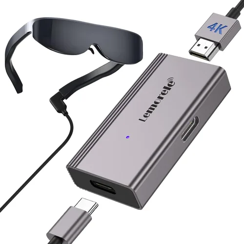 Vista 8 de Lemorele - Adaptador HDMI a USB C 4K 60Hz con fuente de alimentación para gafas AR Para Switch/PS5/Xbox/Steam Deck Dock; XREAL Air, Rokid, RayNeo