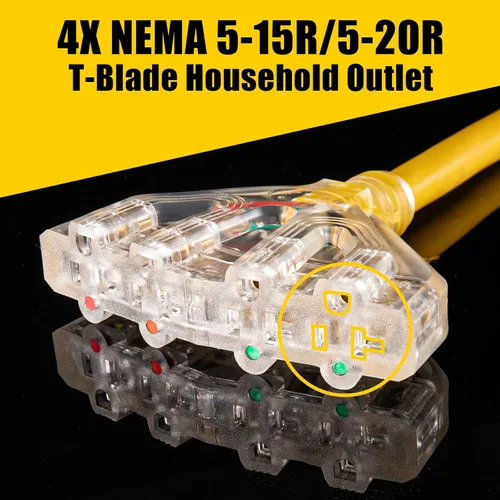 Vista 3 de Cable adaptador RV de 50 amperios a 20 amperios de 110 V, 4 clavijas NEMA 14-50P macho a 4 tomas de corriente 5-15R/5-20R hembra con clavijas