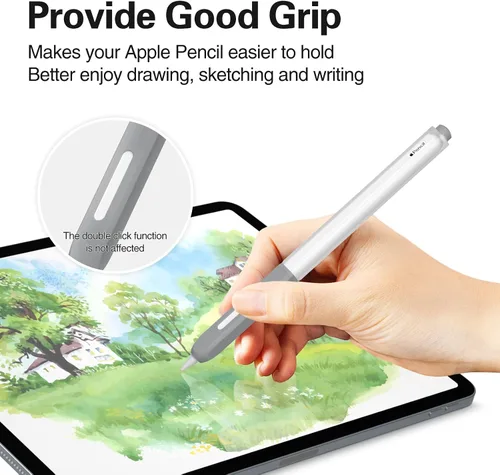Vista 3 de Estuche para lápices compatible con Apple Pencil de 2ª generación, silicona translúcida duotone, [con 10 cubiertas de punta de silicona], soporta