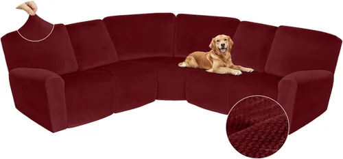 Vista 143 de Arfntevss Fundas de sofá seccional reclinable de terciopelo, Funda de sofá seccional de esquina para sofá reclinable, Funda elástica suave