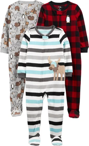 Vista 12 de Simple Joys by Carter's Pijamas de forro polar con pies de ajuste holgado y resistentes a las llamas para bebés varones Zorro azul/cocodrilo
