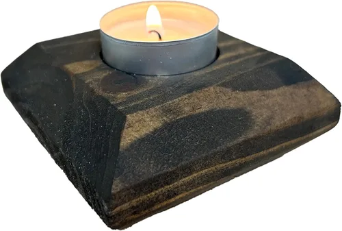 Vista 22 de Portavelas de madera para velas de té, 3.5 pulgadas, decoración del hogar de mesa (vela no incluida) (1, azul, barco)