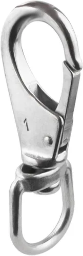 Vista 2 de Gancho giratorio de acero inoxidable M5 (1#) clips de buceo (3-1/2 x 1-1/4 pulgadas), hebilla de resorte para comederos de pájaros, cadenas