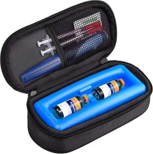 Vista 8 de Cruxer Estuche de viaje para bolígrafo enfriador de insulina aprobado por la TSA, bolsa médica refrigerada con ladrillo de hielo protector