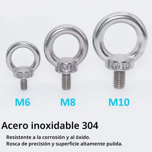 Vista 4 de Lependor Perno de ojo de elevación de maquinaria métrica M8, perno de anillo de elevación de rosca de acero inoxidable 304 - 8 piezas M8