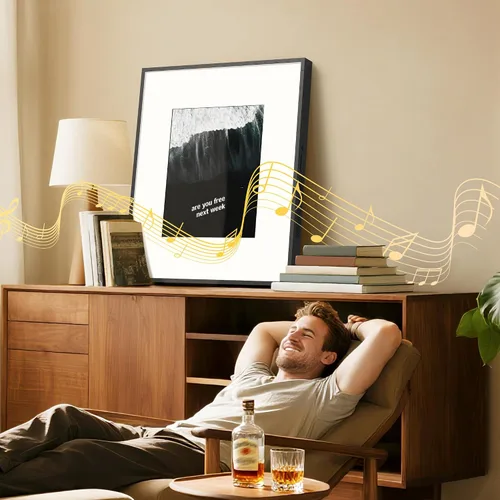 Vista 10 de Dragon Touch Marco de música con altavoz Bluetooth y marco de fotos digital Wi-Fi, marco de arte de 6 altavoces Hi-Fi para montaje en pared o mesa