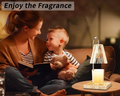 Vista 6 de Lámpara calentadora de velas, lámpara regulable con temporizador, regalos para mamá, calentador eléctrico de lámpara de vela con 2 bombillas