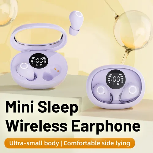 Vista 2 de Mini auriculares inalámbricos invisibles Bluetooth 5.4 en auriculares de Púrpura
