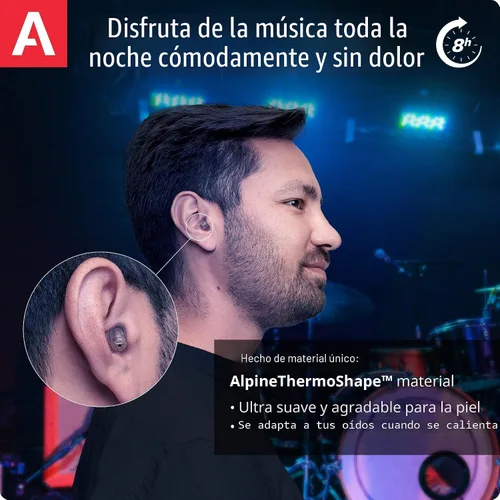 Vista 2 de Alpine MusicSafe Pro - Tapones de alta fidelidad para músicos - 3 juegos intercambiables de filtros premium: 16, 19 y 22 dB - Protección auditiva