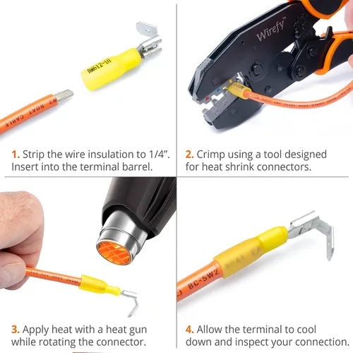 Vista 6 de Wirefy 90 conectores de pala termorretráctiles – Conectores de alambre de 3 vías – Conectores de doble pala – Terminales de desconexión rápida
