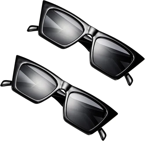 Vista 2 de FEISEDY Paquete de 2 gafas de sol cuadradas vintage con ojo de gato para mujer B2473-F2