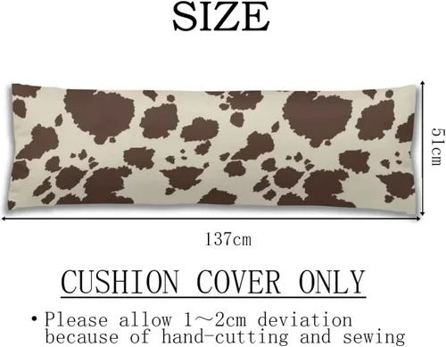 Vista 2 de DAOPUDA Funda de almohada corporal con estampado de vaca marrón, 20"x54", poliéster