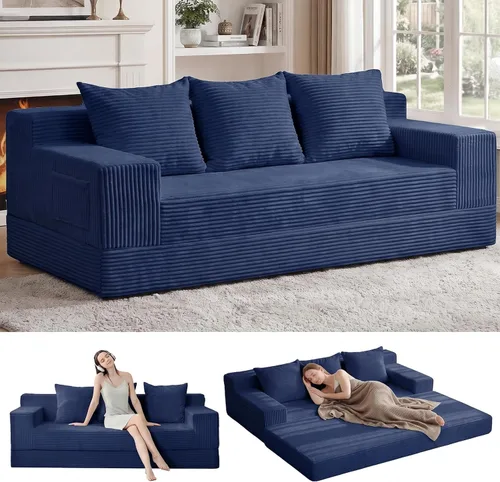 Vista 15 de Sofá cama convertible sin hueso de gran tamaño, sofá cama futón plegable, sofá cama tamaño Queen, sofá plegable sin hueso, sofá cama extraíble