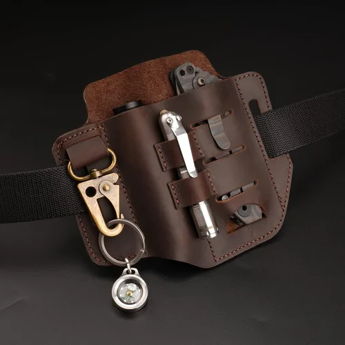 Vista 7 de Funda de cuero EDC, organizador de bolsillo de cuero multiherramienta