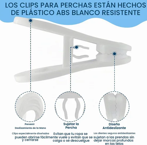 Vista 2 de Paquete de 30 clips de colgador, clips multiusos para perchas, pinzas blancas para colgar ropa de plástico, clips para colgar pantalones