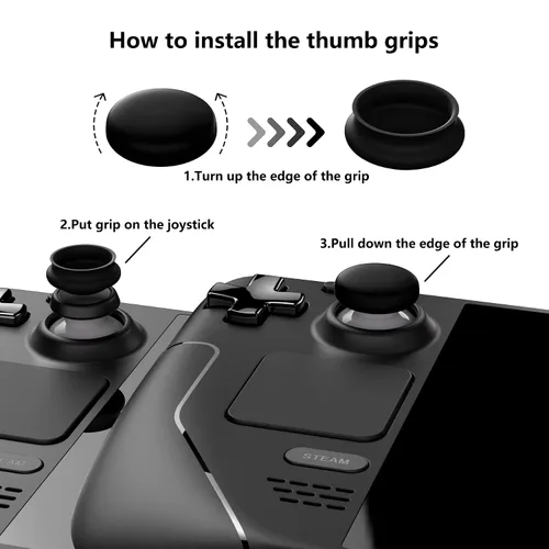 Vista 3 de PlayVital Thumb Grip Caps for Steam Deck LCD, Silicone Thumbsticks Grips Joystick Caps for Steam Deck OLED - Chubby Bear & Smiley Bunny