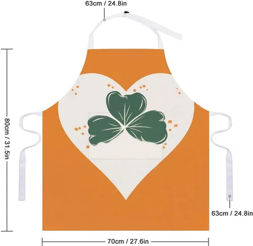 Vista 2 de MUSM Leaves on Heart Shape Apron，Classic Vintage Funny with Pockets Aprons,Adjustable Bib Waterdrop Resistant for Kitchen Cooking Restaurant BBQ