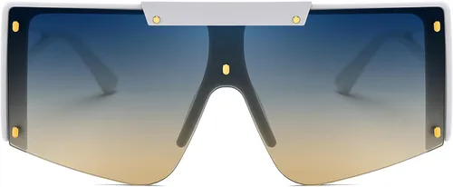 Vista 2 de FEISEDY Gafas de sol para mujer, de gran tamaño, cuadradas, con parte superior plana, para hombre, B4060