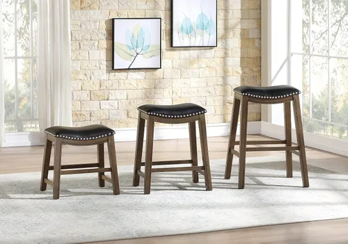 Vista 8 de Homelegance Ordway Taburetes de Altura de Comedor de Madera Maciza - Taburetes de Altura de Mesa Estilo Silla de Montar para Comedor de Transición